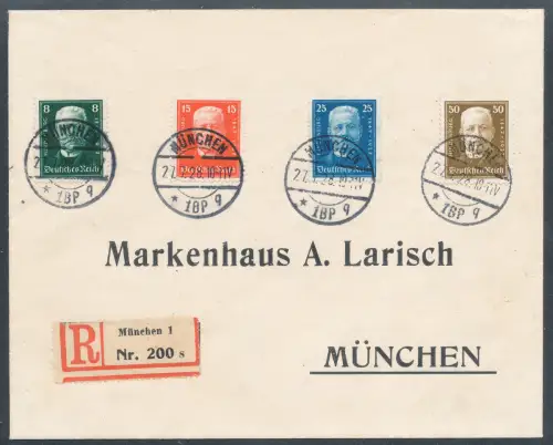 DR. Mi.-Nr. 403-406 auf R.-Ortsbrief.