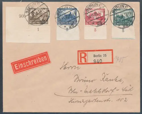 DR. Mi.-Nr. 450-453 auf R.-Ortsbrief mit Ak.-St.