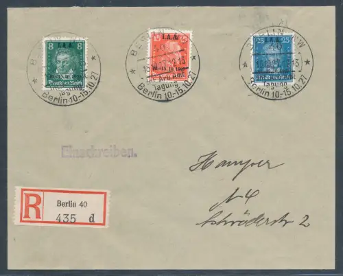 DR. R.-Satzbrief Mi.-Nr. 407-409 mit Ak.-St.