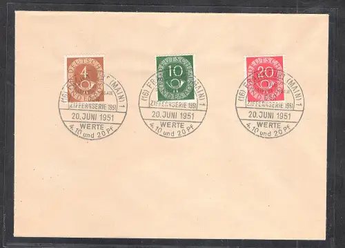 Bund FDC. Mi.-Nr. 124 + 128 + 130.