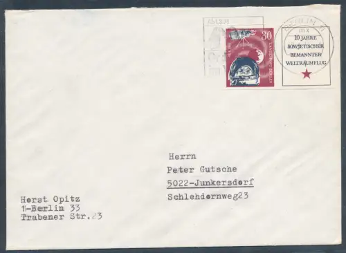 DDR. EF. Marke aus nicht ausgeführter Entwurf. als Fernbrief gelaufen.