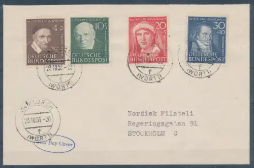 Bund. FDC. Mi.-Nr. 143-146 auf Auslandbrief gelaufen, FA. SchlegelBPP