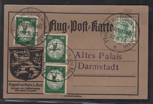 DR., Rhein-Main Flug.-Karte Mi.-Nr. III (3x) ab Darmstadtt 23.6.12.