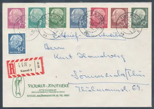 Bund Heuss Lumogen  auf R.-Fernbrief gelaufen, Befund SchlegelBPP.