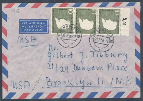 Bund, Auslandbrief mit Me.F. Mi.-Nr. 229 (7X) mit Ak.-St.