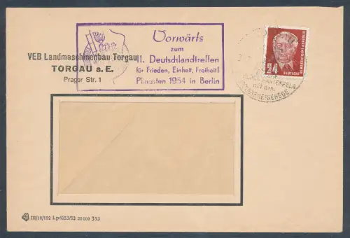 DDR., Losungsstempel "Vorwärts zum Deutschlandtreffen für Frieden,....in Berlin"
