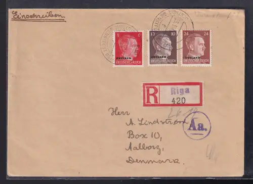 Dt. Besetzung 2. Weltkrieg, Ostland Mi.-Nr. 6,7,12 auf R.-Auslandbrief gelaufen 