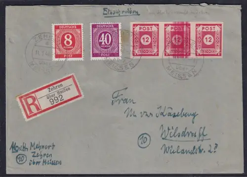 SBZ-Ost-Sachsen Mi.-Nr. 63 mit Druckfehler+ All.Besetzung. auf R-Fernbrief.