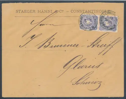 Dt. Post in der Türkei Me.F. Mi.-Nr. V42  aus Konstantinopel nach Glarus Schweiz