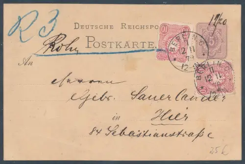 DR., Pfge-Ganzsachen mit 2 x 10 Pfge als Rohpostkarte gelaufen.