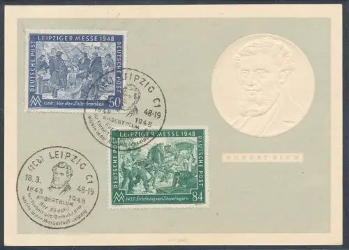 Gedenkkarte Robert Blum mit Leipziger Messe.-SSt. auf Mi.-Nr. 967-968.