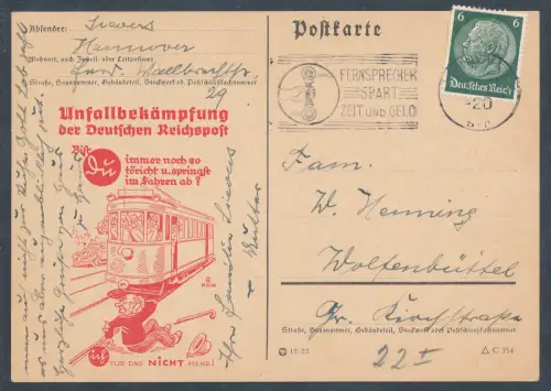 DR., Reklame-Karte  Unfallbekämpfung der Deutschen Reichpost.