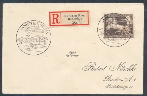 DR., EF. Mi.-Nr. 747  2te Tag auf R.-Fernbrief gelaufen mit Ak.-St.