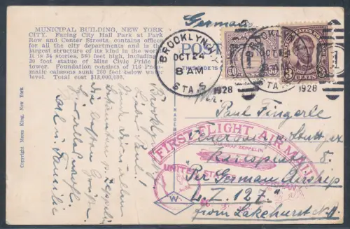 Zeppelin-Karte USA - Germany 1928 Si.22 .