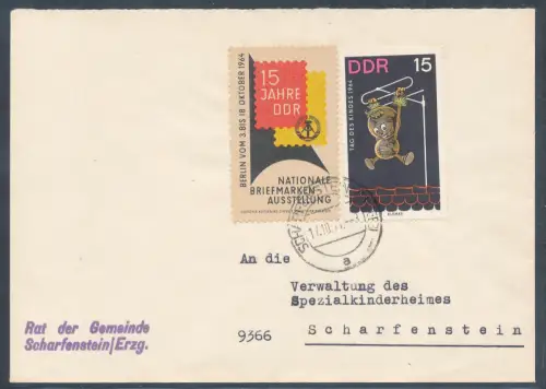 DDR. Fernbrief mit Spendenmarken gelaufen.