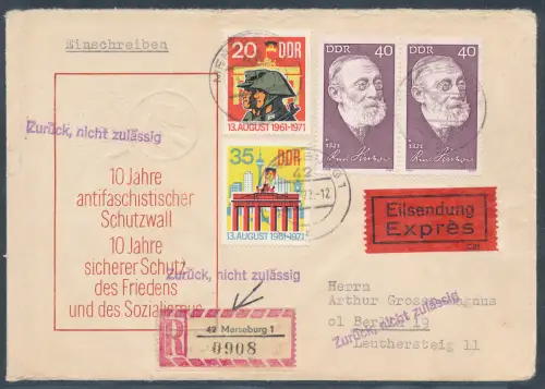 Postkrieg DDR-Berlin. R.-Eilbote.Fernbrief mit Mi.-Nr.1691-1692 u.a. nach Berlin