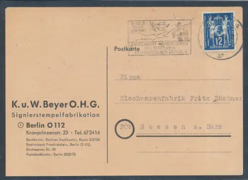 DDR. EF. Mi.-Nr. 243 als Fernkarte gelaufen.