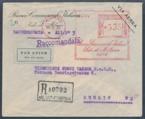 Italien, R.-Luftpost-Auslandbrief mit AFS.