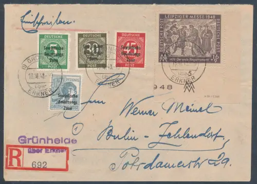 SBZ. R.-Fernbrief mit Mi.-Nr. 198 DV. u.a.. mit Ak.-St.