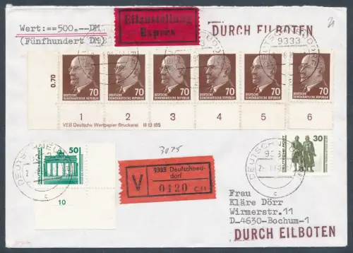 DDR. Eilbote-Werbrief mit Mi.-Nr.938 DV2 u.a. 