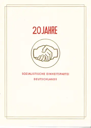 DDR - Gedenkblatt, 20 Jahre SED, A3-1966