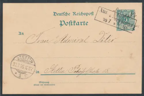 DR., Ganzsache,, Mi.-Nr. P 36I, mit aptiertem Anlandest. aus Schwedt Dampfschiff