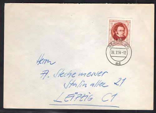 DDR.  Franz Schubert Mi.-Nr. 404 auf portorichtige Fernbrief.