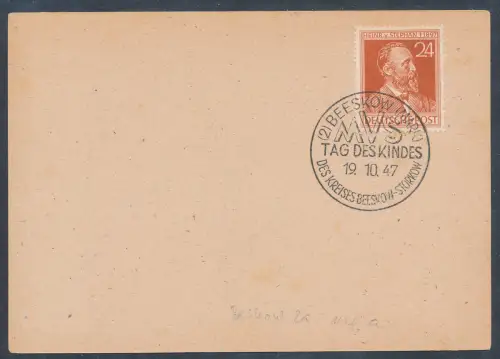 Gemienschaftausgaben. Sonderkarte Tag des Kindes 1947 Beeskow