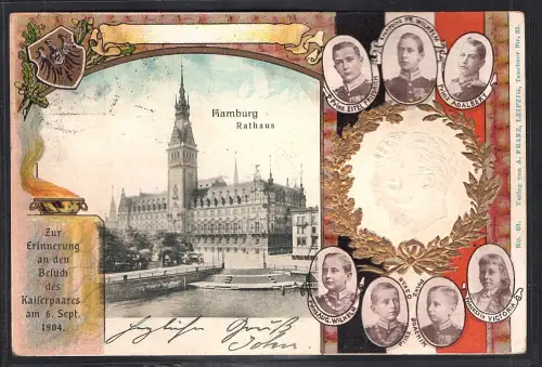 DR., Privatganzsache, Hamburg, Besuch des Kaiserpaares PP27-C57 gelaufen