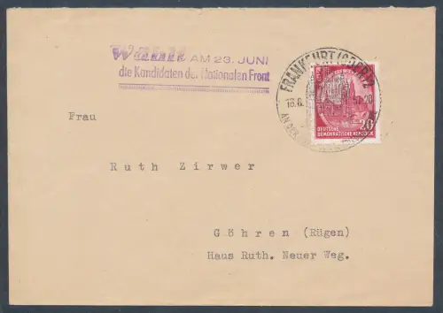 DDR., Losungsstempel "Wählt .....die Kandidaten der Nationalen Front"