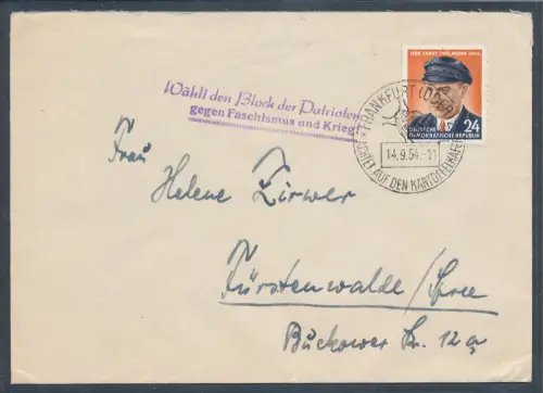 DDR., Losungsstempel "Wählt ........gegen Faschismus und Krieg"