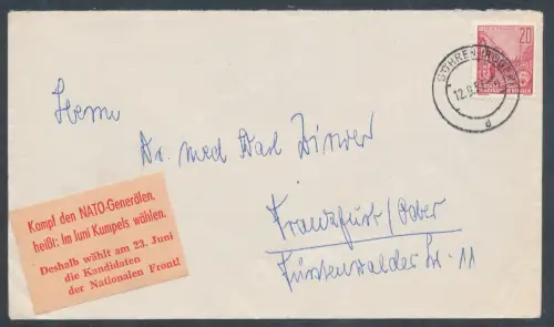 DDR., Losungsstempel/vig.  "Kampf den NATO-Generälenheißt: ........."