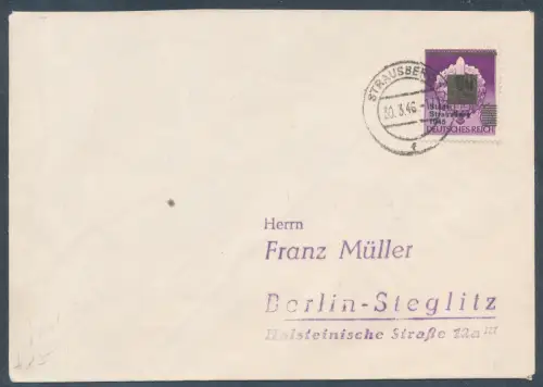Lokalausgaben Strausberg EF. Mi.-Nr. 25 auf Fernbrief.