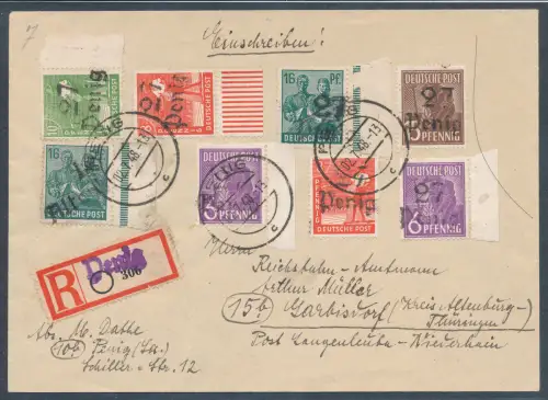 SBZ, Handstempel Bezirk 27 MiF. Mi.-Nr. 167-192 als R.-Fernbrief gelaufen.
