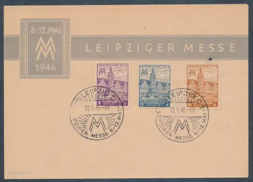 SBZ. Mi.-Nr. 162-164 Z auf Leiziger Messebrief 1946.