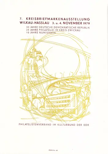 DDR - Gedenkblatt, 7. Kreisbriefmarkenausstellung Wilkau-Hasslau, A15-1979 b.
