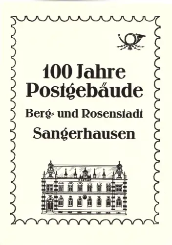 DDR - Gedenkblatt, 100 Jahre Postgebäude Sangerhausen, A10-1986.