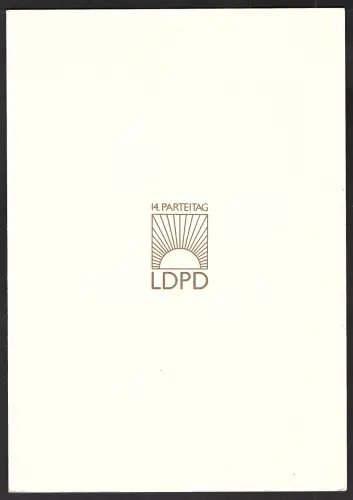 DDR - Gedenkblatt, 14. Parteitag LDPD, B19-1987