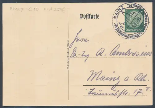 DR., Privatganzsache 41. Deutscher Philatelistentag PP 127 - C 10, gelaufen.