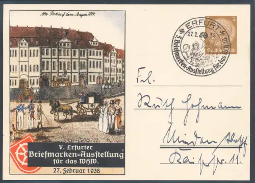 DR., Privatganzsache  V. Erfurter Briemarken-Ausstellung PP 122 - C 80 gelaufen.