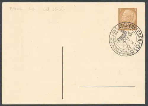 DR., Privatganzsache  Briefmarken-Ausstellung  3, 5, 6. 15 Pf Karten, gest.