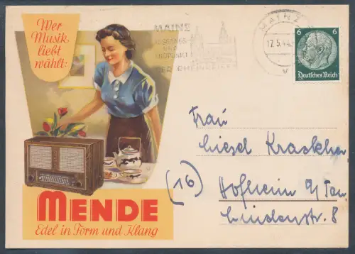 DR. Reklame-Karte Wer Musik liebt wählt: Mende Edel in Form und Klang
