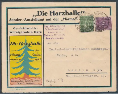 DR. Reklame-Brief "Die Harzhalle" Wernigerode