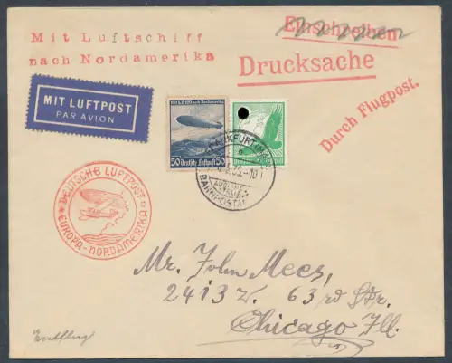DR., Zeppelin-Brief, Nordamerika Fahrt.mit LZ. 124, Si. 353 B.