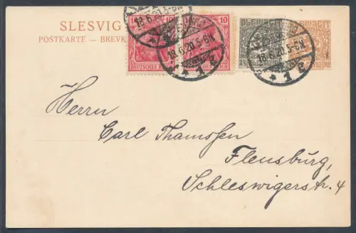 Slesvig, Ganzsache P 1  Mi.F. mit DR. Mi.-Nr. 86 sign. GruberBPP.