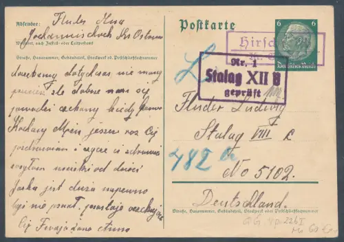 Generalgouvernement., Ganzsache Mi.-Nr. VP 226 I als Fernkarte gelaufen.