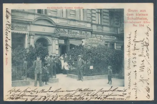 Ansichtskarte, Gruss aus dem kleinen Schultheiss Schönhauser Allee No. 154