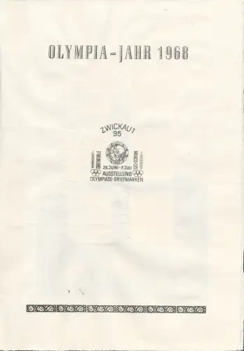 DDR - Gedenkblatt, Olympia-Jahr 1968 Zwickau, B6-1968
