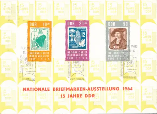 DDR - Gedenkblatt, Nationale Briefmarkenausstellung 1964 /15 Jahre DDR, B1-1964.