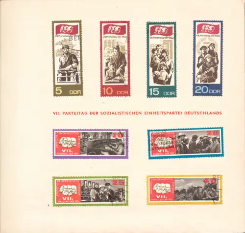 DDR - Gedenkblatt, VII. Parteitag der SED, 150 Jahre Karl Marx, D1968-1